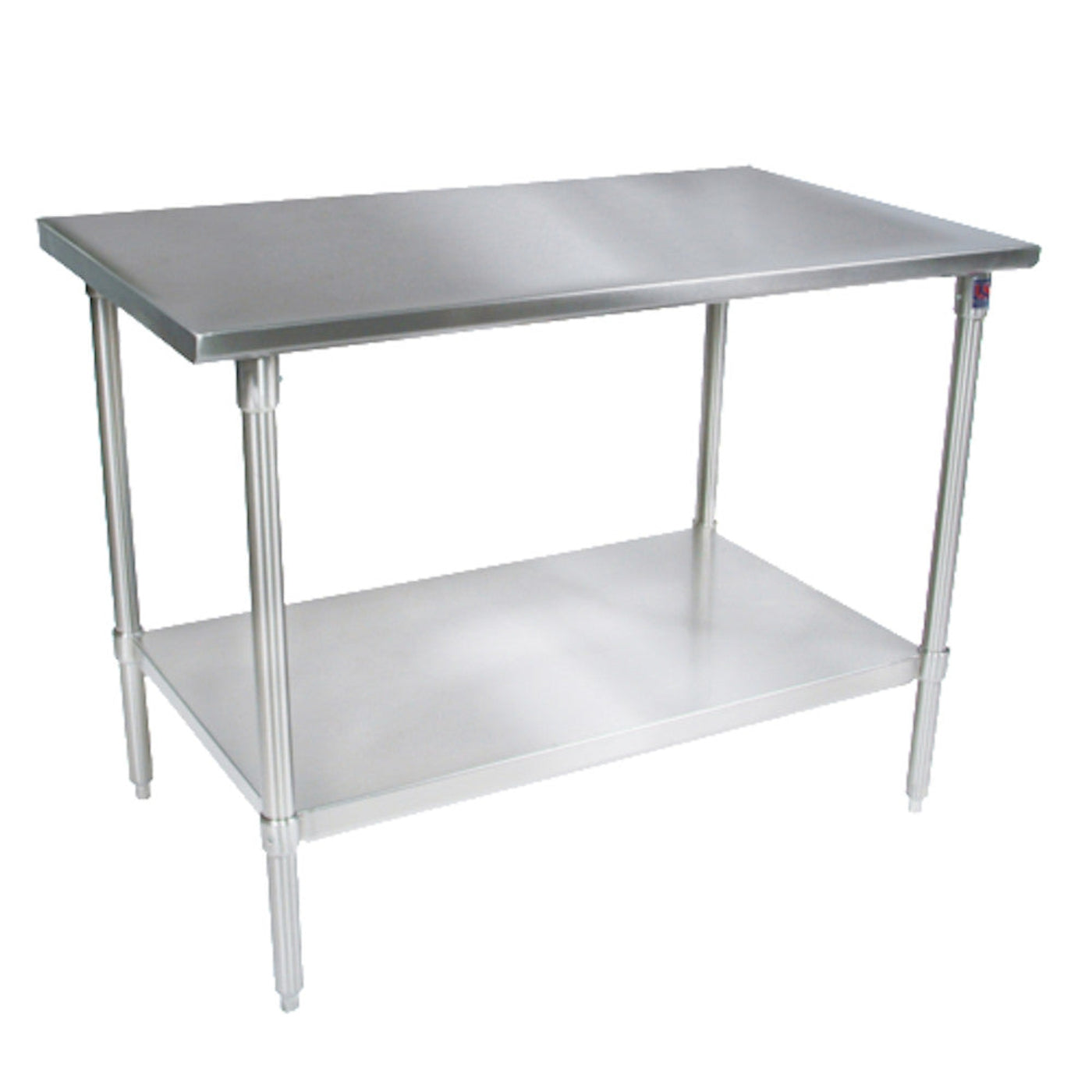 John Boos ST6-2484SSK 84"W x 24"D Stainless Steel Work Table Adjust. Undershelf - JBST62484SSK