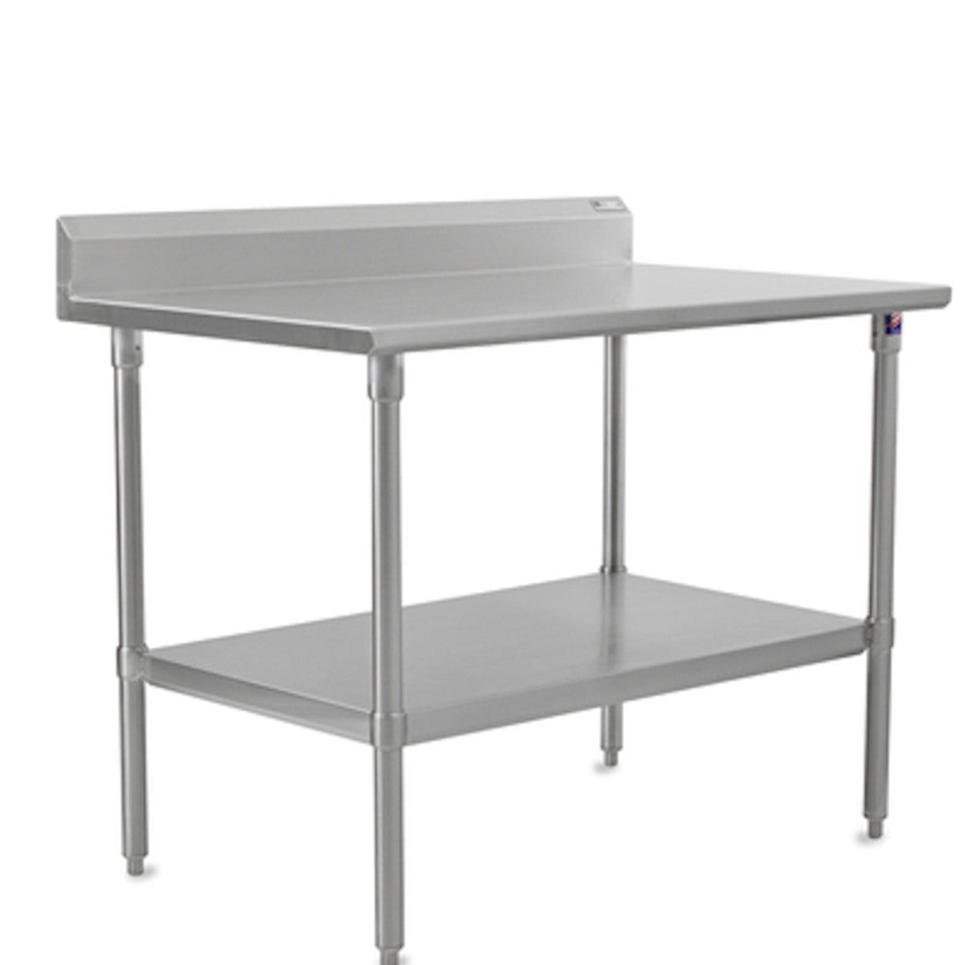 John Boos ST6R5-3084SSK 84" W x 30" D Stainless Steel Work Table, 5" Backsplash - JBST6R53084SSK